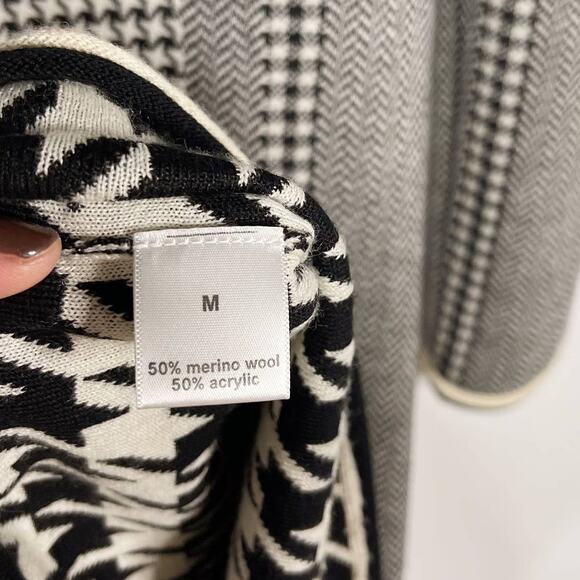 Cut25 by Yigal Azrouel M Black Cream Houndstooth Herringbone Sweater Dress Wool - Picture 9 of 10